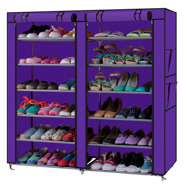 Details about  / 45/"H Room-saving 12 Lattices Dual Rows Non-woven Fabric Shoe Rack Great Quality